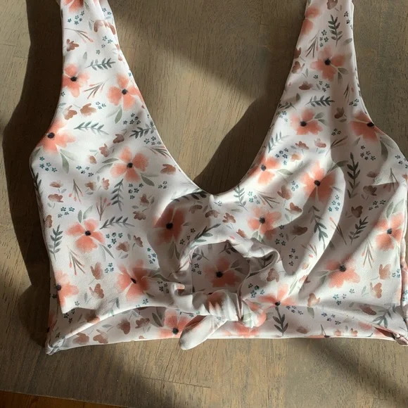 Imagine Perry Tie-Front Swimsuit Top in Blooming Peach - Picture 2 of 5